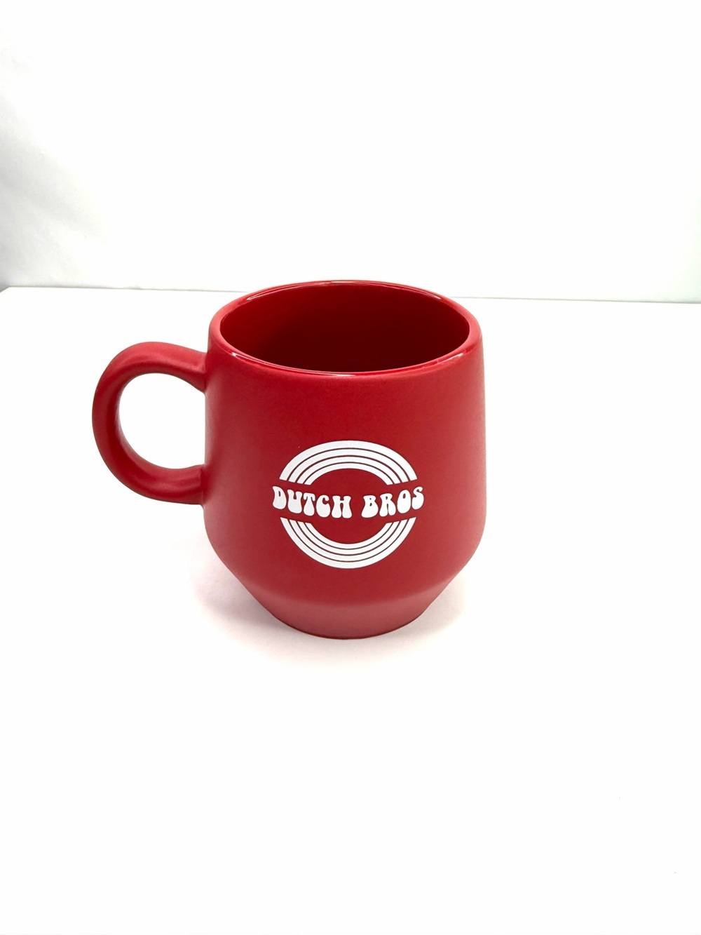 Dutch Bros Matte Red Retro White Logo Coffee Mug